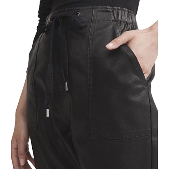 Witchery BNWT Black Denim Leather Blake Luxe Jogger pants size 8 - Picture 2 of 10